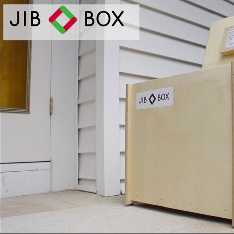 Still of JIB Box video, also displaying JIB Box logo